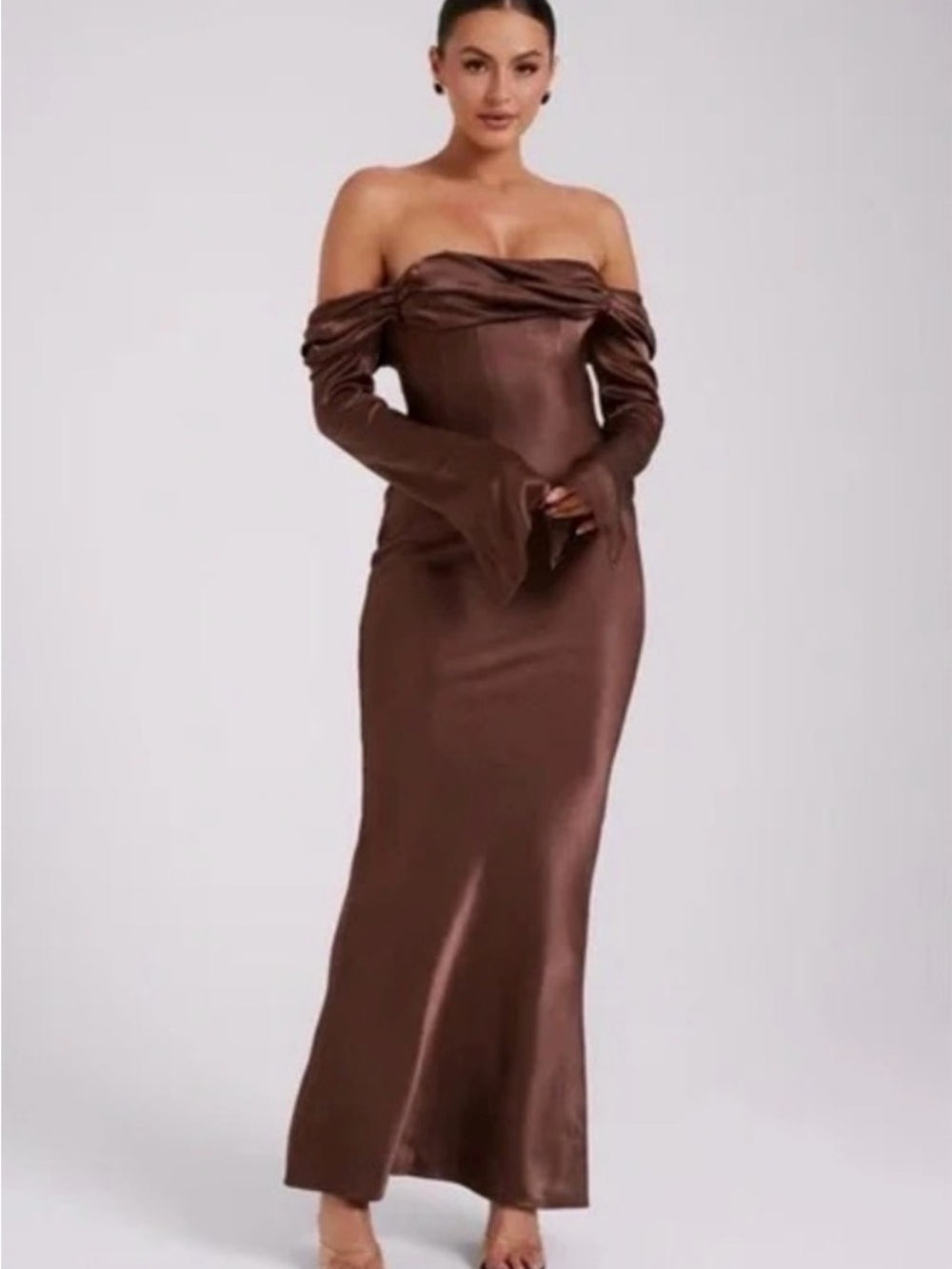 Meshki brown satin dress